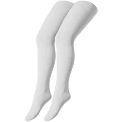 2er Pack camano Baumwolle Fine Strumpfhosen Kinder 0001 - white 122/128