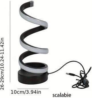 Inspired Finds Modern Spiral LED Table Lamp With USB Adjustable Brightness Warm White Light For Bedroom, Living Room & Office 2