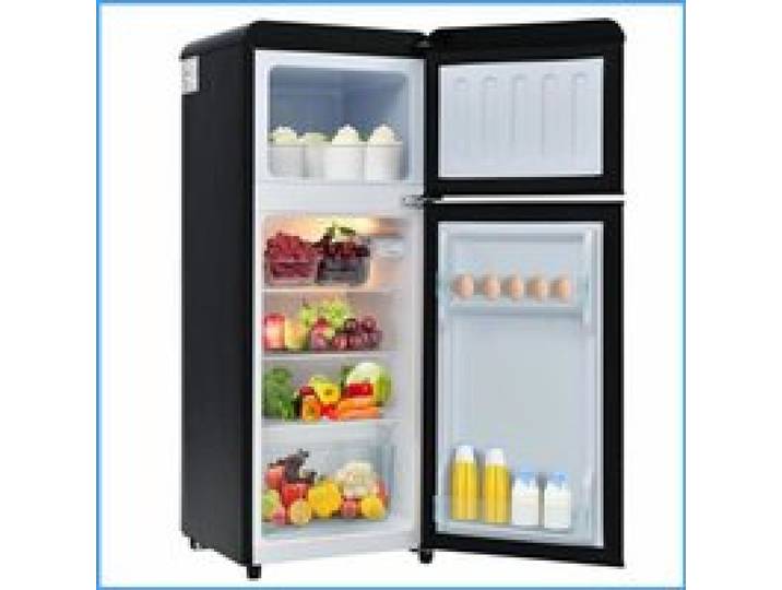Rétro Kühlschrank à Double Porte Noir - Compact 92L (28L Congélateur) - Classe Énergie D