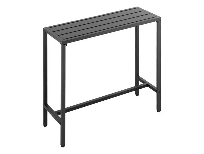 SucceBuy Table de bar d'extérieur 39,4/47,2/55/63 x 15 po, plateau imperméable et structure métallique robuste, tables rectangulaires, mobilier d'extérieur/d'intérieur