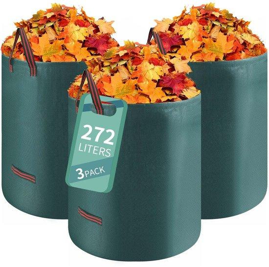 Unyqoos 3-delige set tuinzakken, 272 liter, opvouwbaar polypropyleen, scheur- en waterafstotend