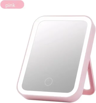 Fusion Finds Rechargeable LED Makeup Mirror With Touch Dimming Portable Travel Vanity Mirror pink