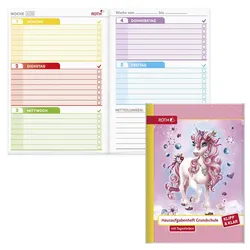 ROTH Hausaufgabenheft Einhorn Beauty Klipp & Klar liniert DIN A5