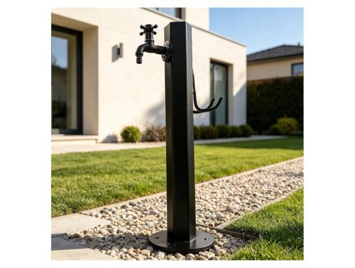 Freistehende Outdoor-Hof-Wassersäule Haken frostbeständige Wasserzapfsäule Frostbeständiger Wasserauslauf mit verdicktem Metallhahn for Haustierbäder im Garten und for Waschen von Autos(Black)