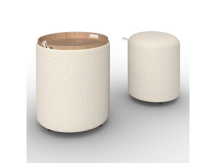 Hocker Set Melanie Bouclé Weiß