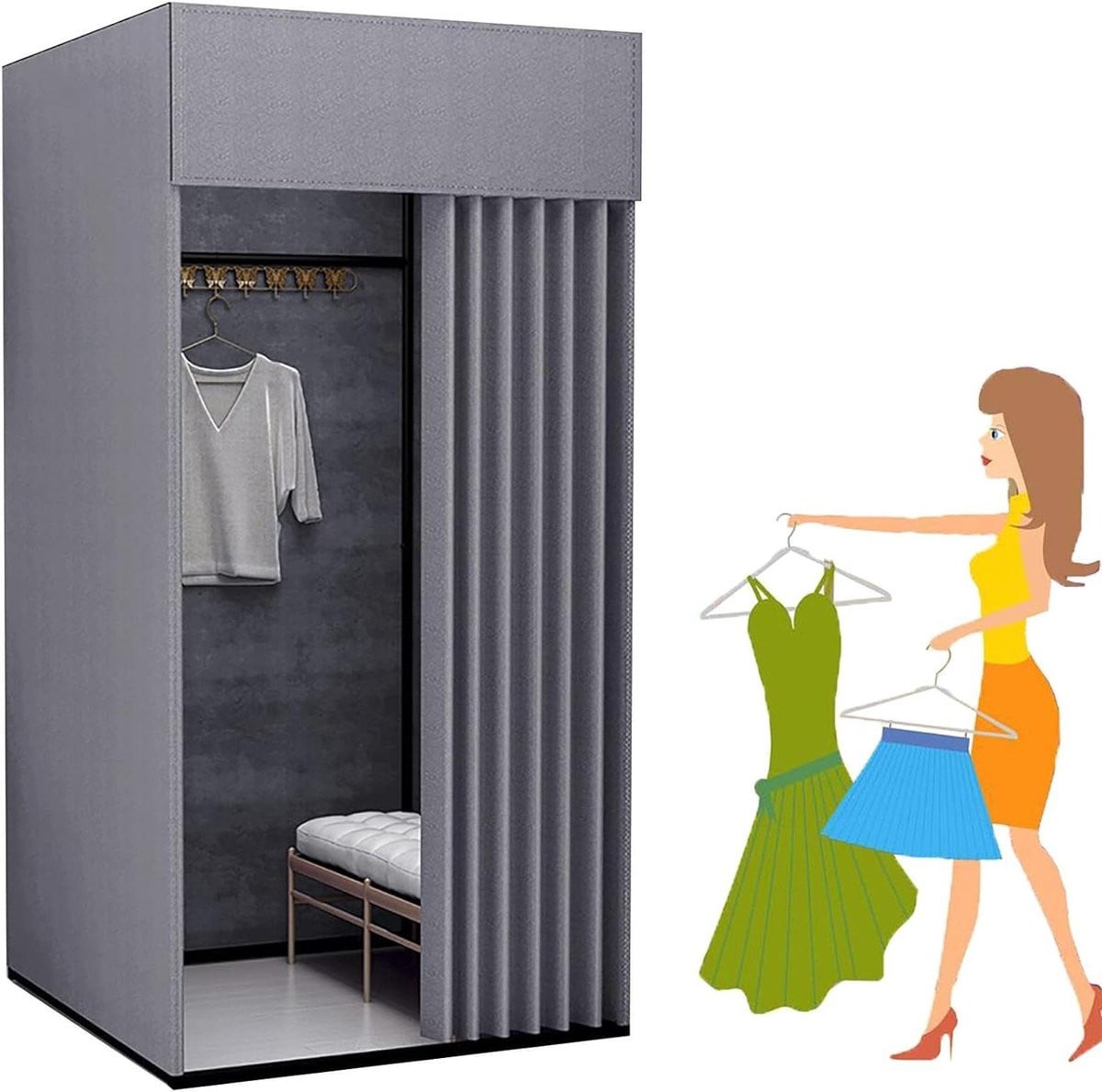 Draagbare kleedkamer voor privacy, tijdelijke paskamer, L100 x B80 x H200 cm