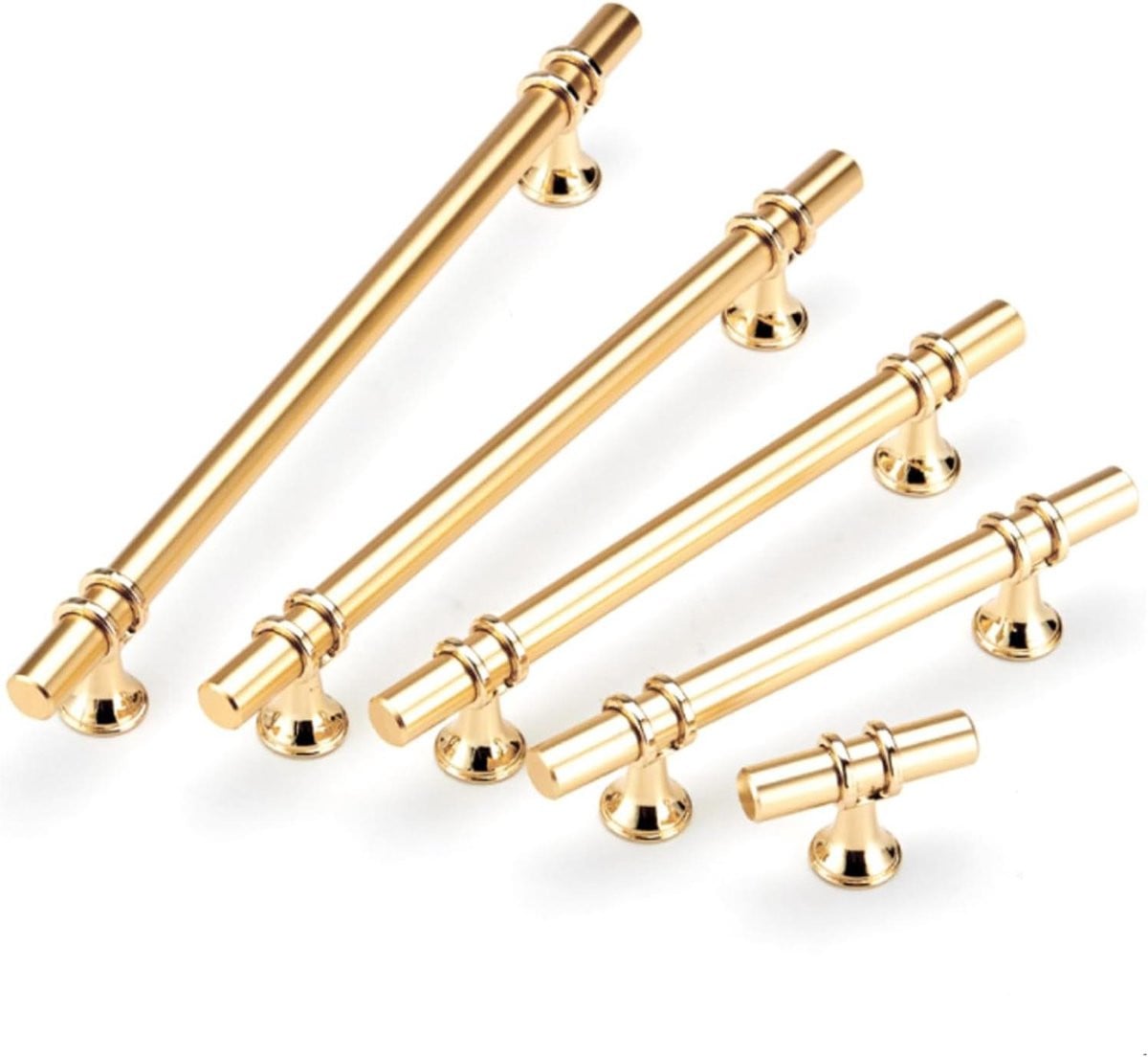 Gouden T-handvat ladegreep voor meubelrenovatie - 5 inch centrum tot centrum
