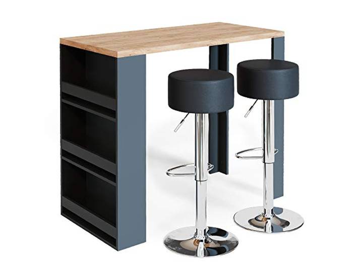 Vicco Bartisch-Set, Eiche, 57 x 117 cm mit 2 Barhockern, geeignet als zusätzlicher Essbereich in Küche oder Wohnraum
