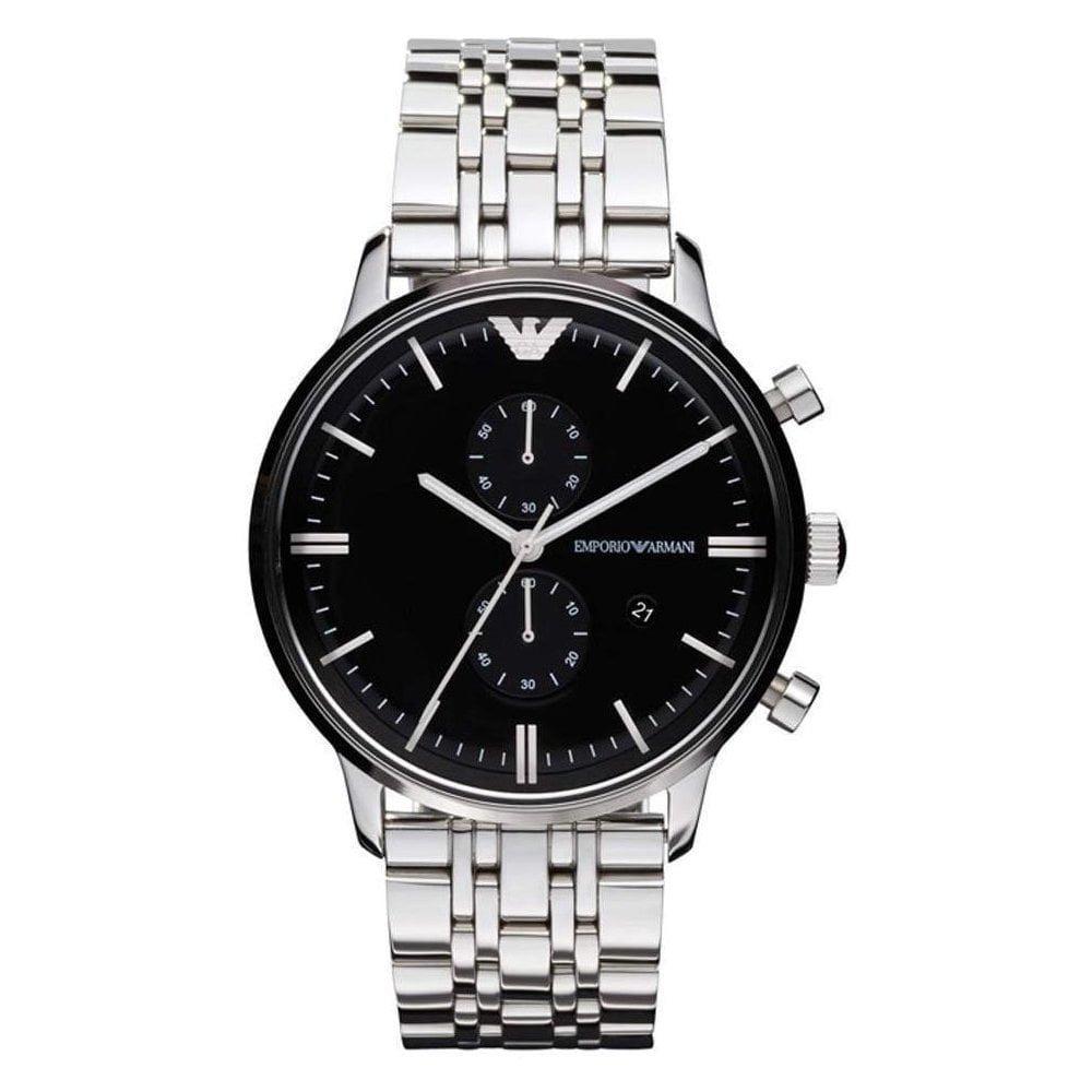 Emporio Armani AR0389 Chronograph Schwarzes Zifferblatt Herrenuhr