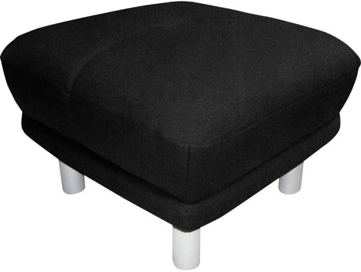 Hocker, Naturleder & Mikrofaser, Schwarz, 66×44 cm, Bequem & Elegant, TRENDMANUFAKTUR