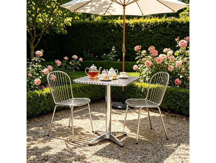 PIPIPOXER Table à manger extérieur acier inoxydable pliable table de jardin carré résistante aux intempéries pour terrasse