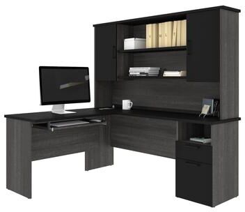 Bestar Norma L-shaped Desk with Hutch