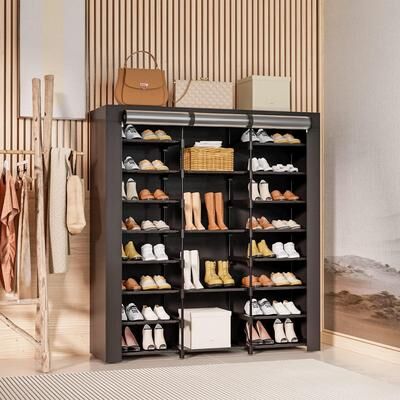 / 8-Tier Large Tall Shoe Rack with Covers 40-46 Pairs, Shoes Cabinet