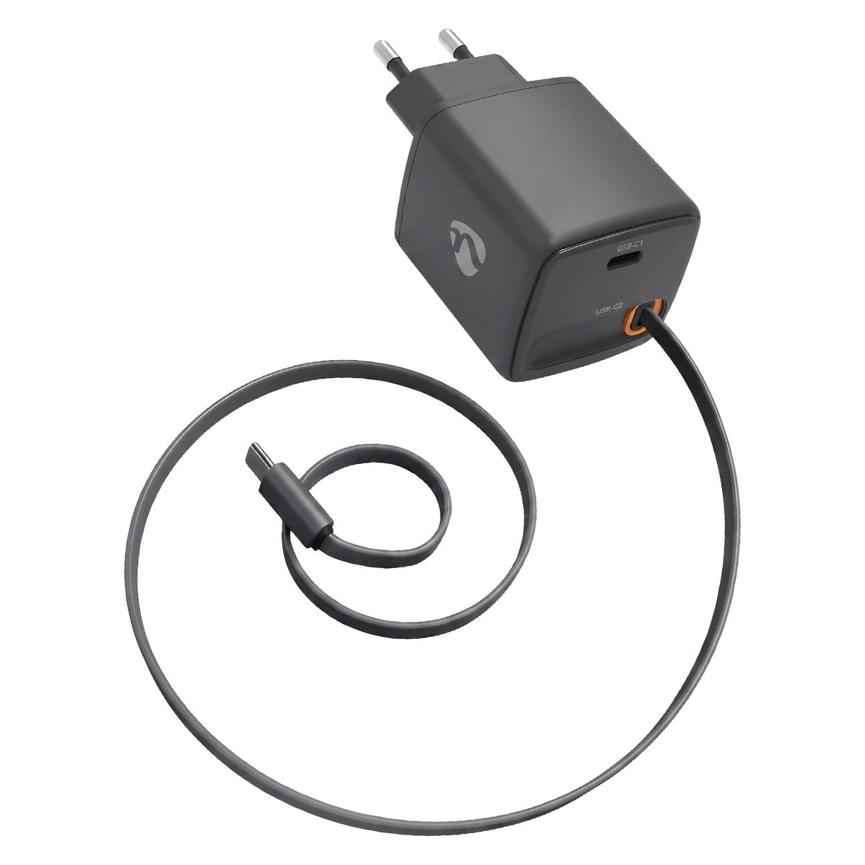 Nedis Charger w/ Retractable Cable 65 W Fast Charge USB-C 0.75 M (65 W, 1 Port) (WCHARC65WBK)
