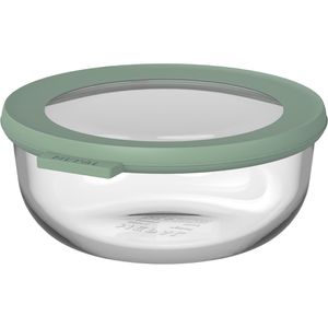 Mepal Frischhaltedose Cirqula rund, aus Glas, 0,75 Liter, transparent / Nordic sage, luftdicht