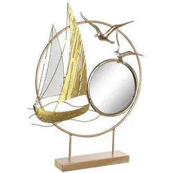 DKD Home Decor, Deko Figuren + Skulpturen, Deko-Figur Spiegel Gold Metall Mediterraner (53 x 9 x 67 cm)
