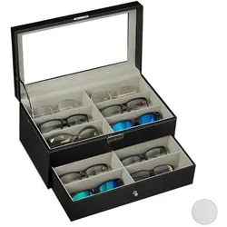 relaxdays Brillenbox für 12 Brillen schwarz