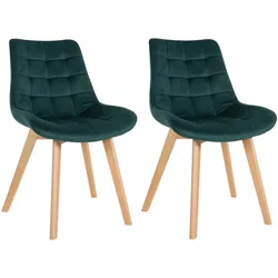 CLP 2er Set Stühle Brook Samt - Farbe: grün