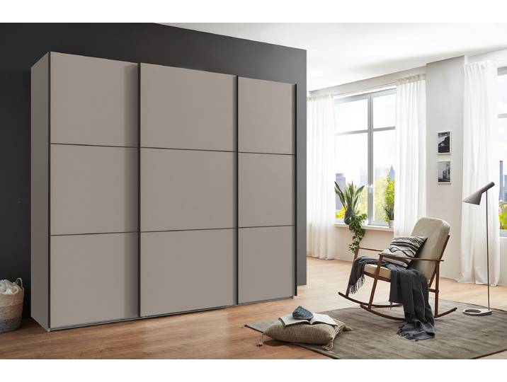 Schwebetürenschrank Indiana 250cm Grau/Beige/Saharagrau ohne Spiegeltür/-en