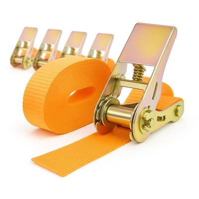 Baumarktplus 5x Spanngurt mit Ratsche 1-tlg 4m 800kg 25mm TÜV/GS orange wetterfest und robust