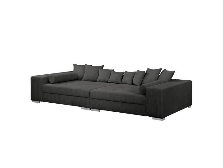 home24 XXL-bank bank zwart corduroy Poppy 310 x 80 x 153cm modern