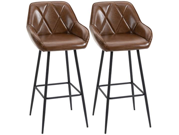 HOMCOM Lot de 2 tabourets de cuisine hauts rembourrés en PU 50x47,5x102,5 cm