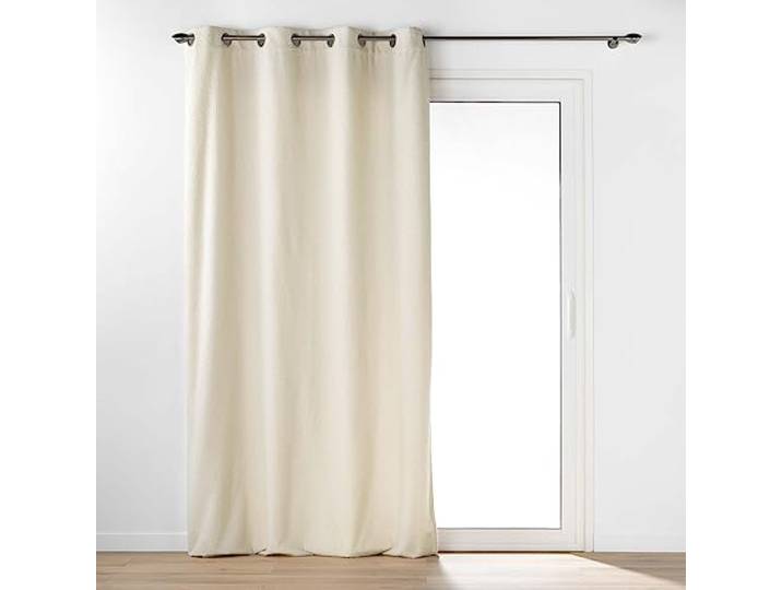 Douceur d'Intérieur\, Rideau à Oeillets (140 x 240 cm) Wooly Naturel\, Bouclette Unie