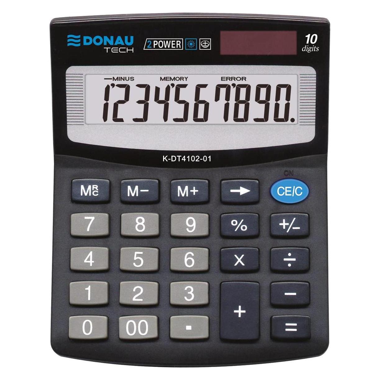 Donau Taschenrechner TECH OFFICE Taschenrechner, 10-stellige Anzeige, 125x100x27 mm, schwarz (Batteriebetrieb) (K-DT4102-01)