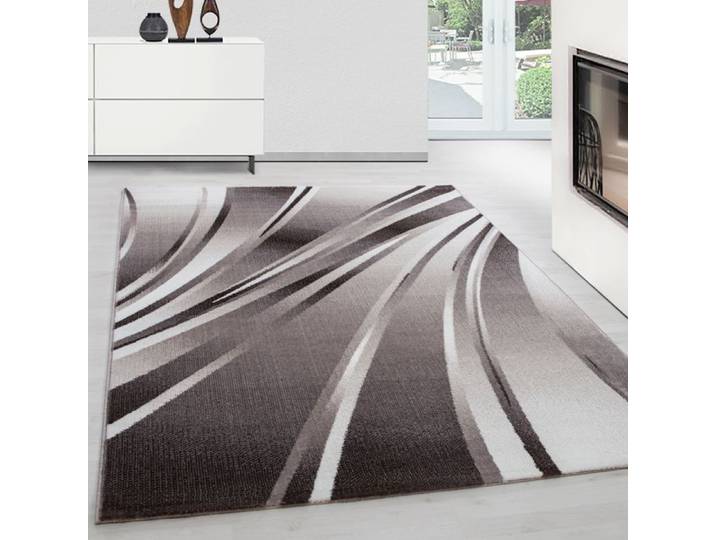 Teppium Tapis moderne à poils ras tendance Marron Tapis 160x230 cm conception de vagues abstraites tapis moelleux