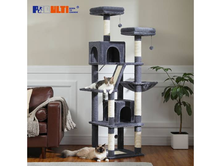 Arbre à chats multi-niveaux avec poteaux à griffer, condo confortable, hamac, grande tour à chat pour l'intérieur, planche à griffer pour chat, jouets pour chat, chat accessoires pour chats