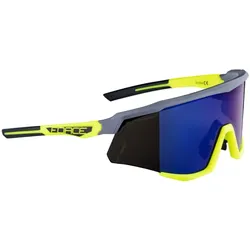 Force Sonic Fahrradbrille grau/fluo, blau-lila verspiegelte Gläser
