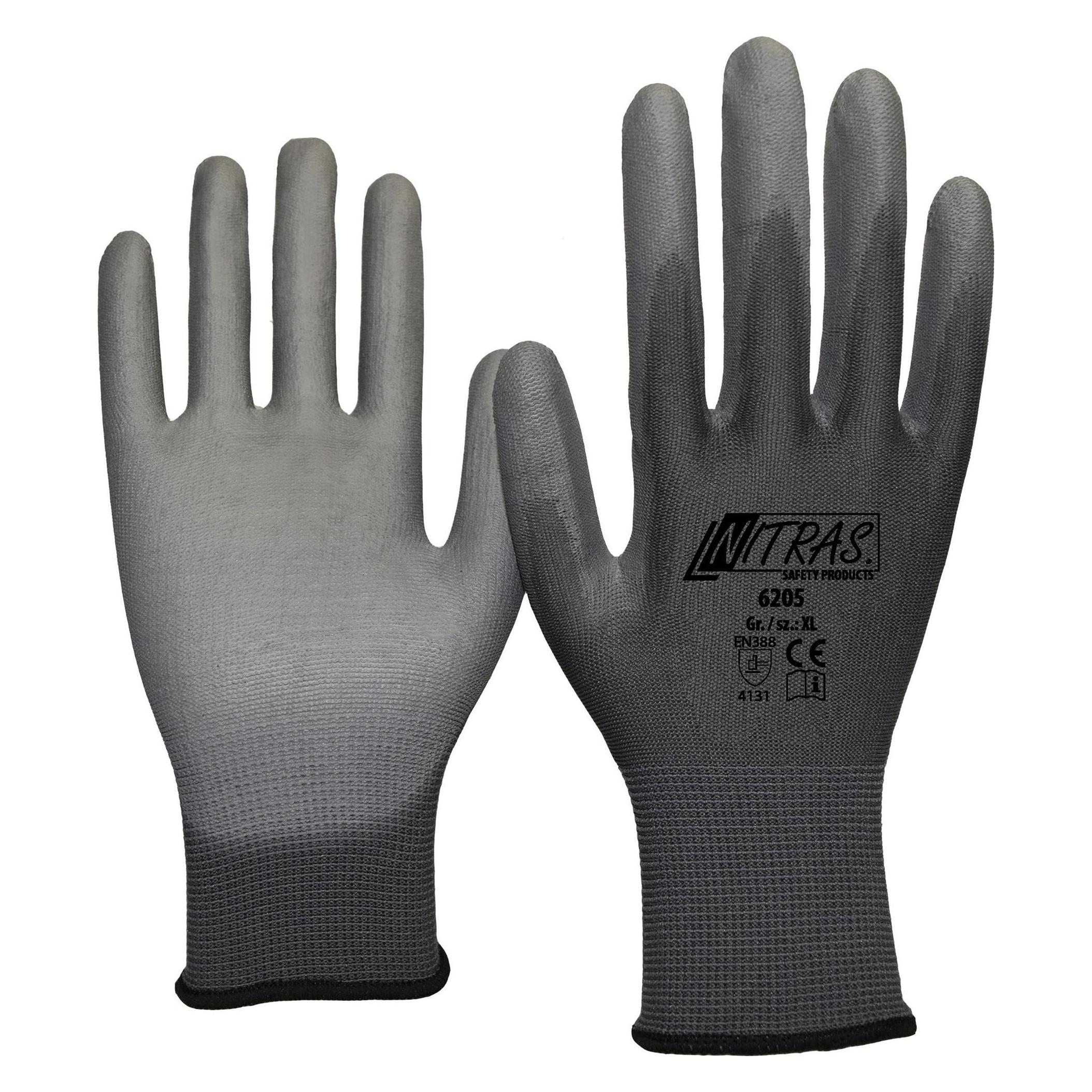 Nitras Handschuh Gr.Xxl Nylon Grau Beschichtet (XXL) (6205-10)
