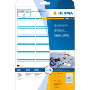 Herma Namensetiketten 4513, weiß/blau, 64 x 30 mm, selbstklebend, ablösbar, 540 Stück