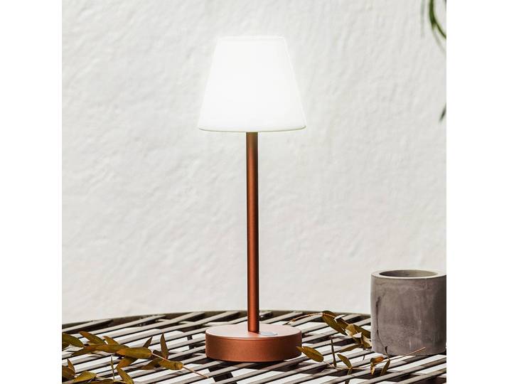 Newgarden Lola Slim LED tafellamp met accu, roségoud Slim, dimbaar, paars / roze / rose, Kunststof, Modern