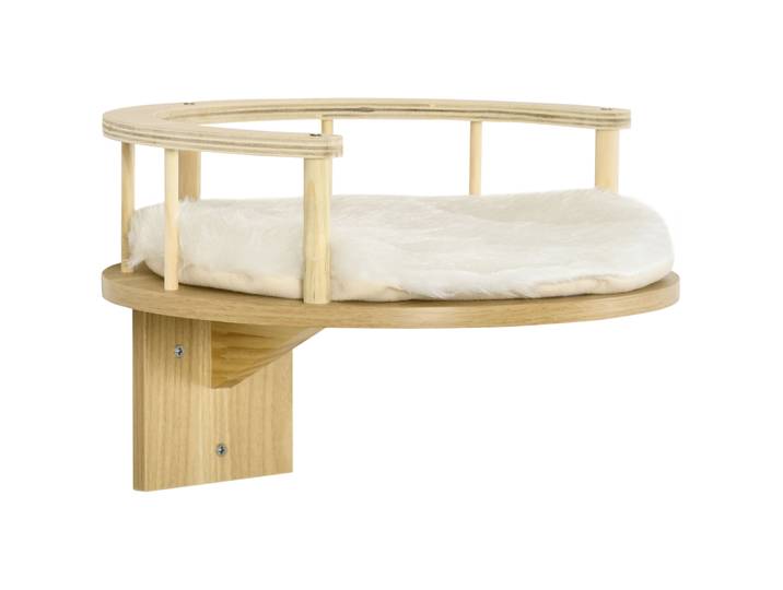 Nid pour chat en bois à fixer au mur, lit rond pour chat avec coussin moelleux, mobilier spécial pour chat d'intérieur surélevé