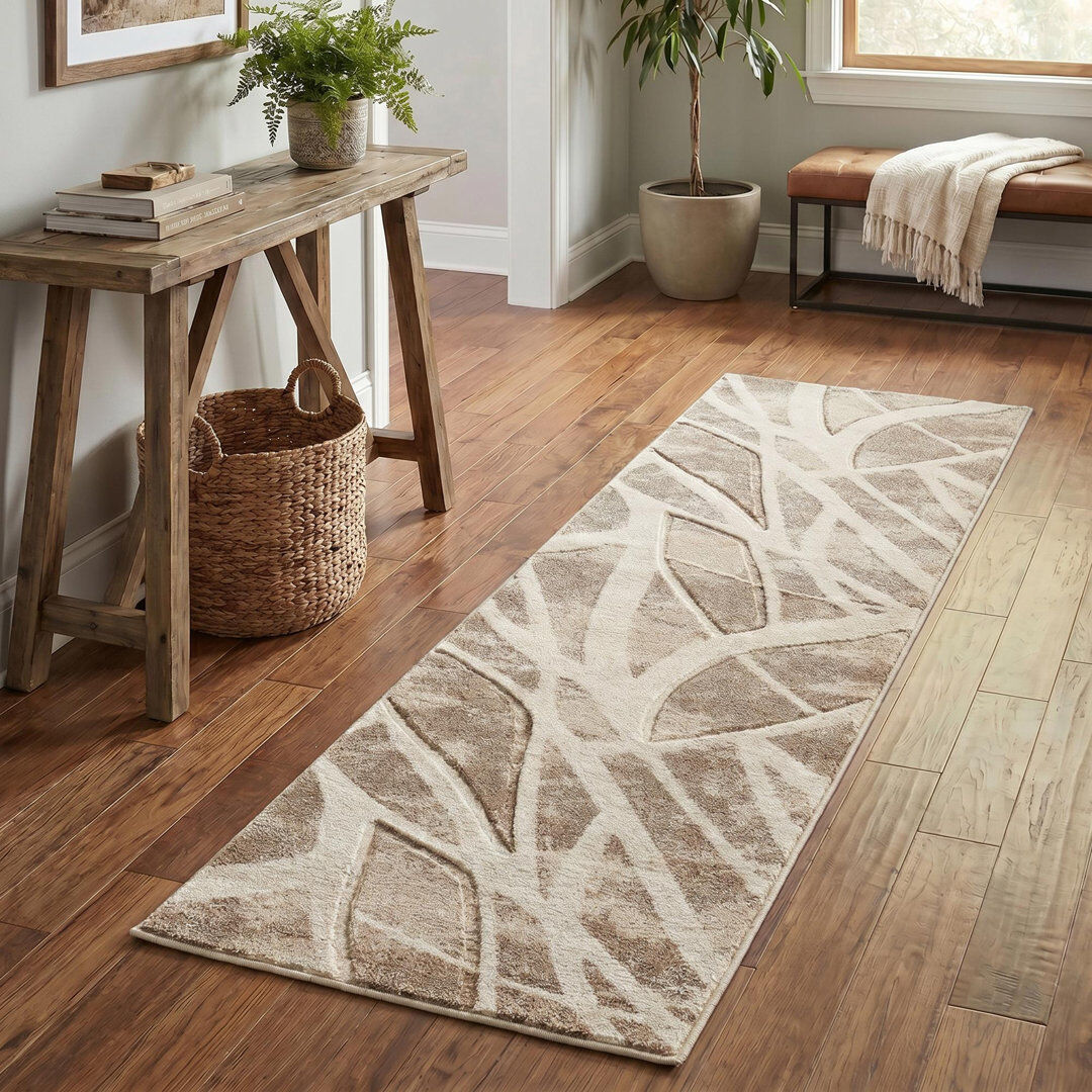Brayden Studio Chaiken Geometric Shapes Area Rug BEIGE 60 x 220 cm (Runner)