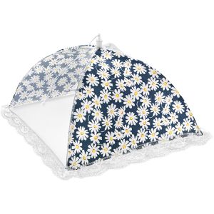 Metaltex Fliegenhaube Margerite, mit Spitze, aus Polyester, faltbar, weiß / blau, 35 x 35 x 17 cm