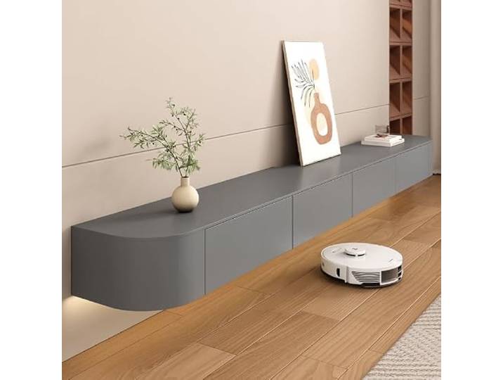 tv schrank Komplett montierter schwebender TV-Ständer zur Wandmontage Entertainment Center Moderne Medienkonsole mit verstecktem Speicher