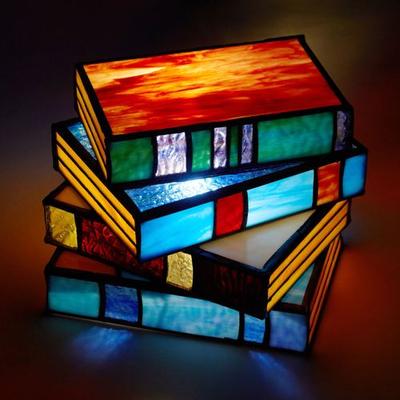 River Of Goods Stacked Books Accent Lamp Multi Jewel , Multi Jewel