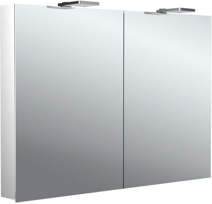 Emco flat 2 Style Aufputz-Lichtspiegelschrank 979706304 1000x721mm, LED-Aufsatzleuchte, 2-türig, Aluminium