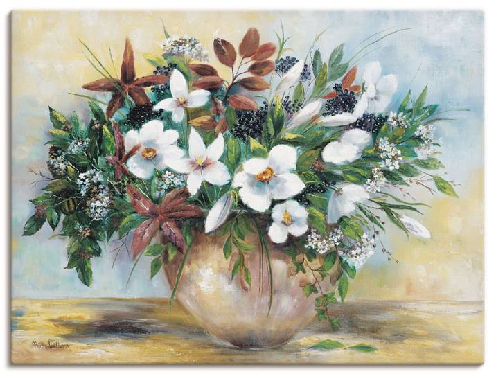 Leinwandbild ARTLAND Grosszügige Blüten , weiss (farbe bild(er): weiß), B:60cm H:45cm, Bilder, Leinwandbild, auf Holzrahmen gespannt