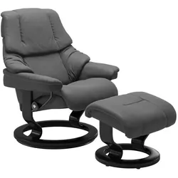 Stressless Sessel mit Hocker Reno Classic Leder Grau Batick Grey M (Medium)