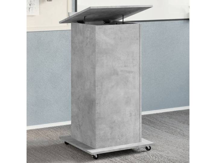 Best 2026  - BUREAU Gris KENNETH - 1 PCS - Table d'écriture Pupitre avec roues et tiroir gris béton bois d'ingénierie8171