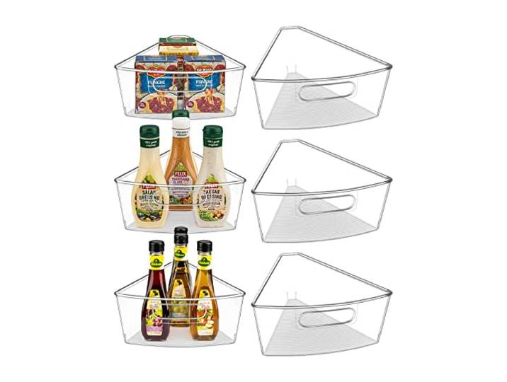 JEISSLIA Lazy Susan Schrank-Organizer-Behälter für 66 cm / 71,1 cm / 81,3 cm Durchmesser Ecken, Lazy Susan, Kunststoff-Aufbewahrungsbehälter, 1/8 Keil, lebensmittelecht, BPA-frei, mit rutschfesten