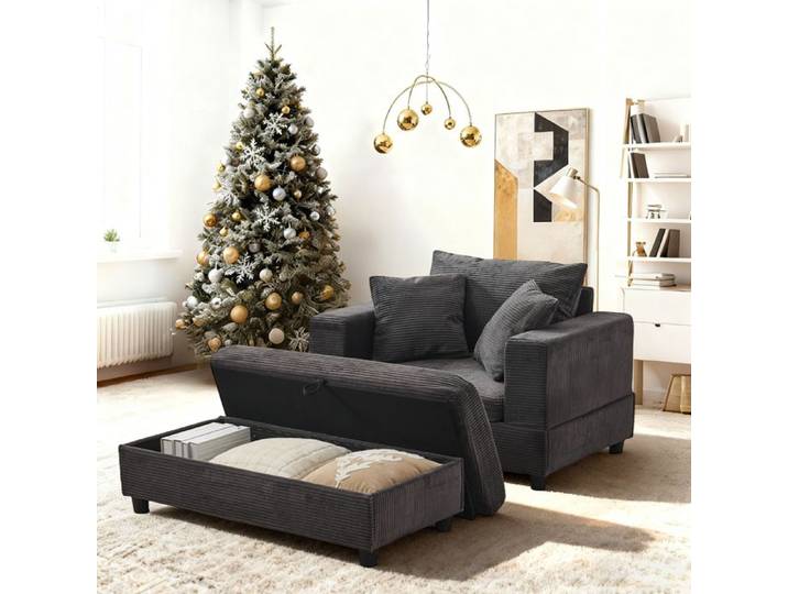 Méridienne 107x74x57 cm Gris Métal et bois design moderne rangement pratique format pratique pour la maison