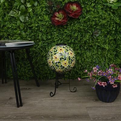 Alpine Corporation Outdoor Mosaic Glass Gazing Globe with Metal Stand