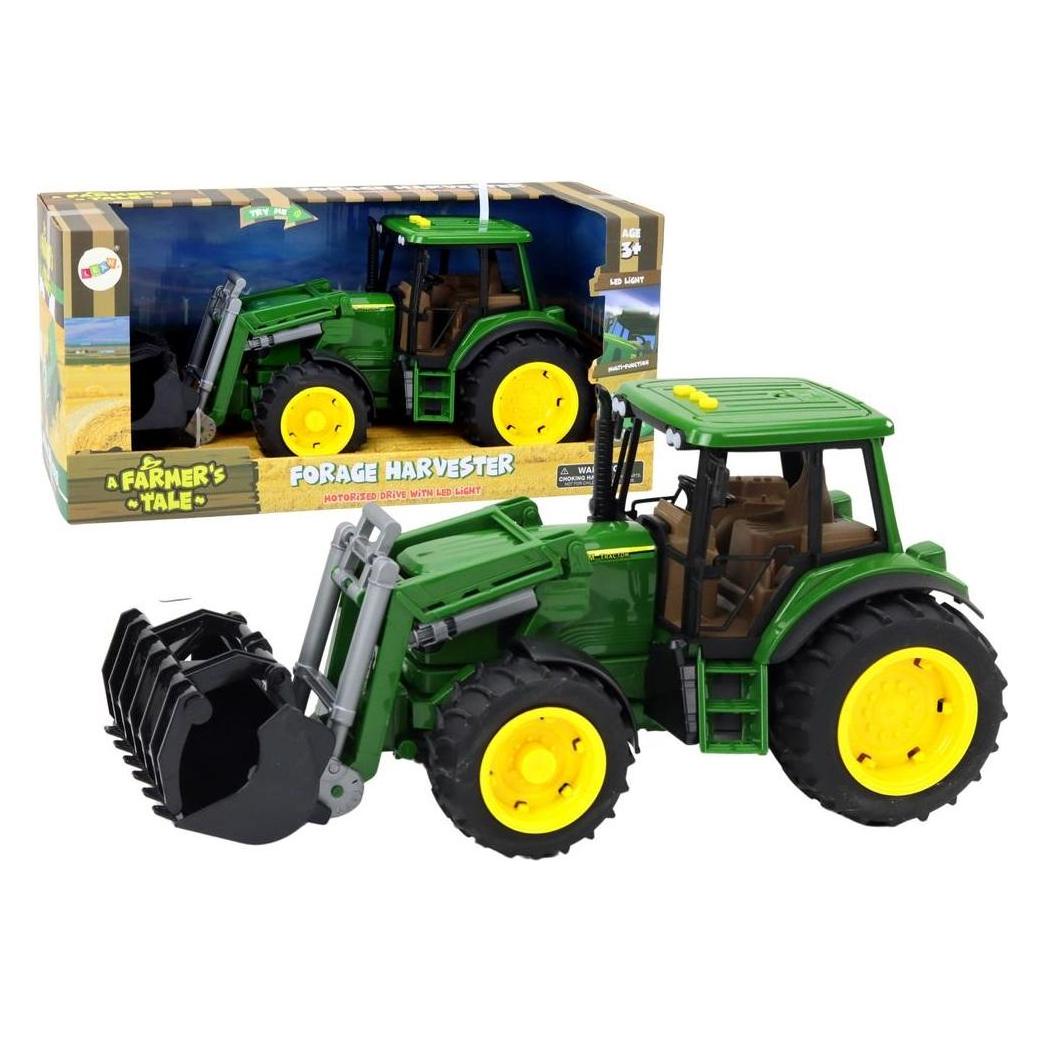 Lean Toys Traktor mit Bagger leuchtet grün (44835621)