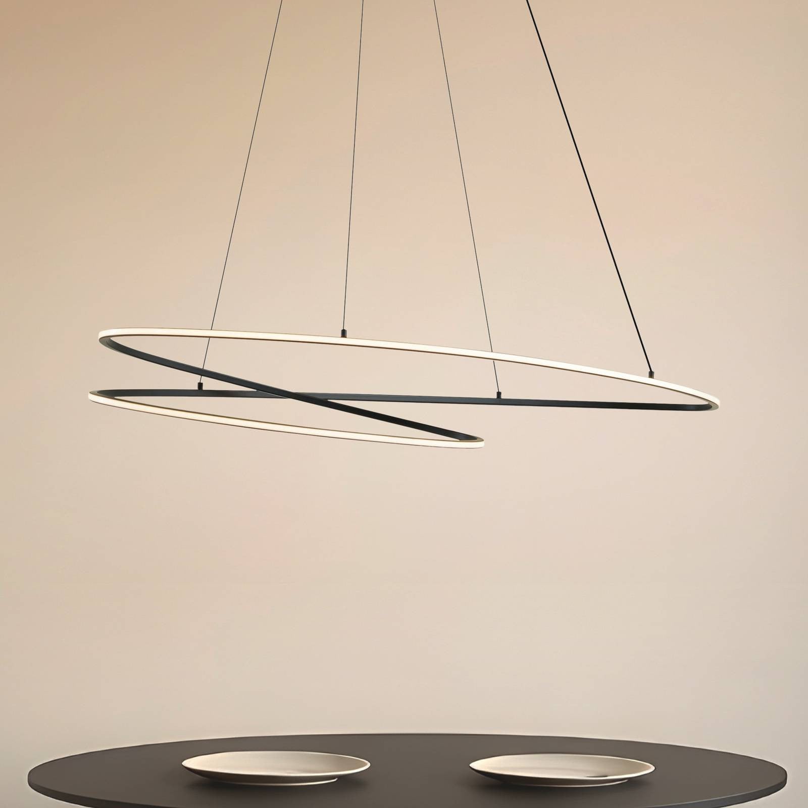 Lucande Gavril LED hanglamp, zwart, modern, inclusief lichtbron