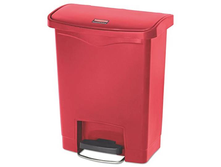 Rubbermaid Commercial Products Slim Jim Tretmülleimer aus Kunststoff 30 l Innenraum-Mülleimer für Medizin, Büro, Gewerbe, Küche und Bad Rot 1883564