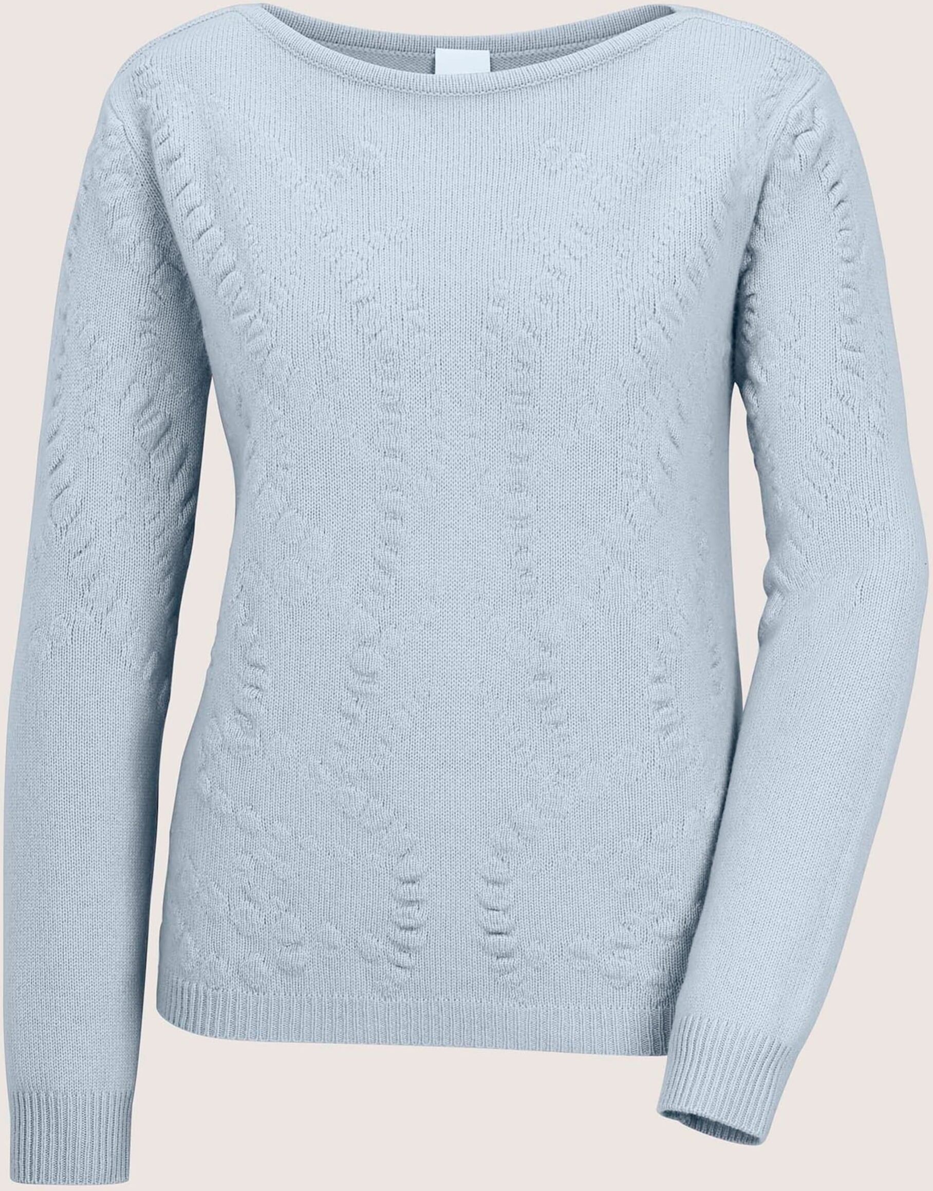Longpullover MADELEINE "Pullover Kaschmirpullover mit Strukturstrick", Damen, Gr. 48, bleu, Modern, regular fit, Pullover Longpullover